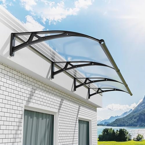 Auvent de Porte d'Entrée Résistant Aux Chocs,Marquise Solaire Abri Banne Aluminium,Marquise Solaire Abri Banne pour Balcon,Fenêtres,Garage,avec Panneau en Polycarbonate (100x60cm/39 x24)