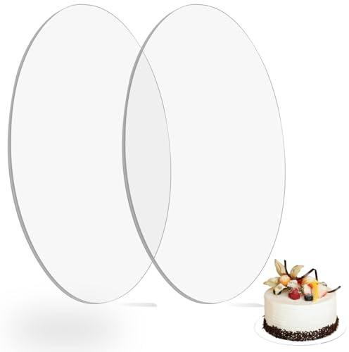 Tårttallrik i akryl, 2 tårtfat, tårtunderlägg, rund tårttallrik, rund kakfat, Ø 20 cm, 2 mm tjock, återanvändbar akryltårttallrik, för festliga evenemang, transparent