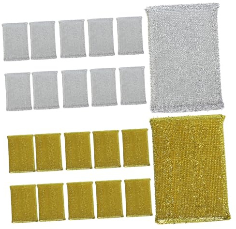 Spugna Abrasiva per Lavaggio Piatti 24 Pezzi, Argento | Materiale in Spugna, Forte Assorbenza e Buona Resistenza, per Cucina Domestica e Bagno