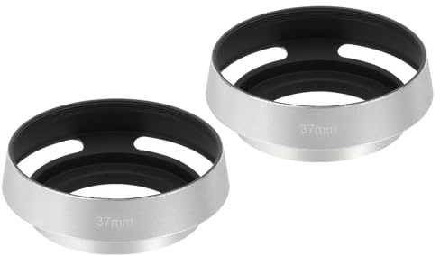 PATIKIL 2 Pezzi 37mm Paraluce Universale in Metallo Forato Curvato Argento | Avvitabile, per Fujifilm per Nikon per Pentax, Paraluce