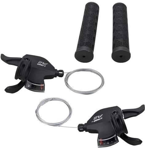 MEGHNA Lot de 3 leviers de vitesse de vélo - Pour dérailleur arrière et dérailleur arrière - 3 x 6 / 3 x 7 / 3 x 8 vitesses - Poignées de changement de vitesse VTT - Index - Pour VTT, vélo de trekking