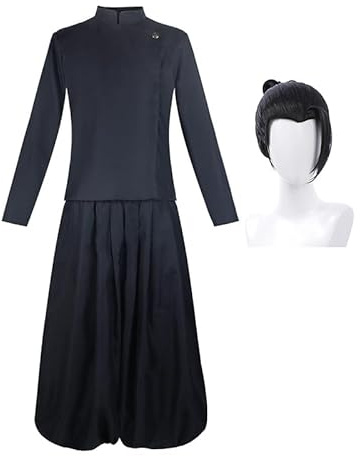 Zhongkaihua Geto Suguru - Disfraz completo de cosplay para hombre, uniforme de chaqueta y pantalones con peluca para fanáticos del anime JJK, Halloween, carnaval, cómic-con, juego de rol