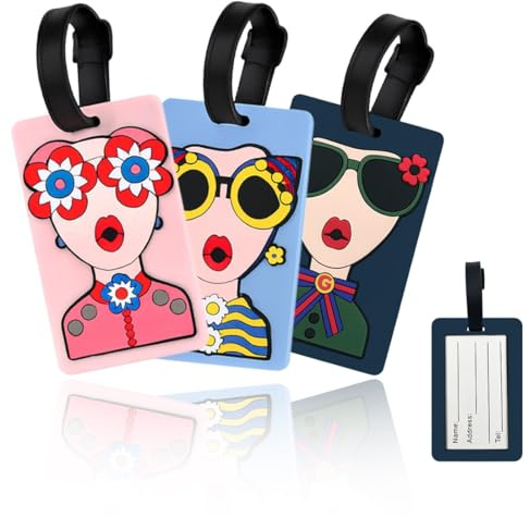 JYNXOR 3 Pcs Etiquetas Maletas Viaje, Luggage Tag, Identificador De Maletas, Etiqueta De Equipaje De Colores Llamativos Pu, Etiqueta De La Maleta Con Etiqueta Para Equipaje Facturado, Bolsos De Mano