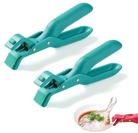 2PCS Multi Angle Hot Plate Gripper Tongs,Anti Scald Plate Gripper,Multi-Purpose Anti-Scald Bowl Holder Clip for Kitchen,Practical Silicone Anti Scald Bowl Holder Clip for Hot Food,Microwave (Green)