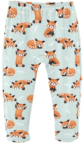 JHKKU Cute Red Panda Baby Boys Footed Pants Cotton Infant Tights Casual Bottoms Crawling Pants 12M