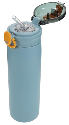 VILLCASE Adaptiver Trinkbecher für Senioren mit Strohhalm und Deckel Auslaufsicherer Pflegebecher 460ml aus Robustem Material Einhändig Bedienbar Verschluckungssicher für Pflege und