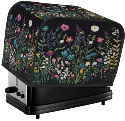 Mexpekil Wildflowers Toaster Cover for 2 Slice Toaster, Small Kitchen Bread Machine Cover Appliances Dust Proof Accessories
