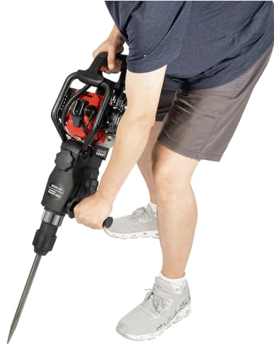 Benzin Abbruchhammer 32.6CC, 2-Takt Schlaghammer mit 3 Bohrer, 30J Stemmhammer Für Beton Mauerwerk und Asphaltbeläge, 5300rpm