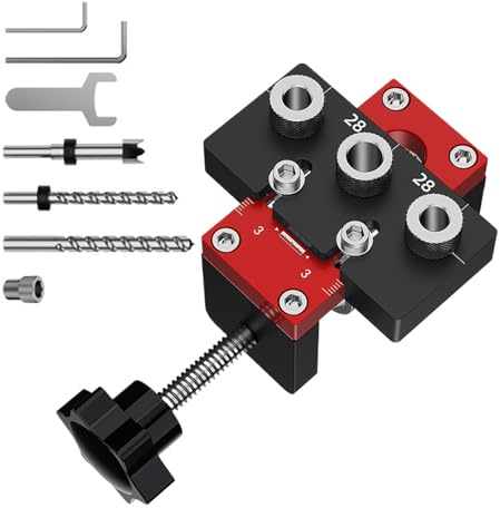 Zhadyu Kit Maschiatore Tasselli,Utensile Manuale Multifunzione Portatile in Lega di Alluminio - Kit Guida Per Tasselli Per Falegnameria,Per Utensili Manuali Lavorazione Legno Falegnameria Costruzione