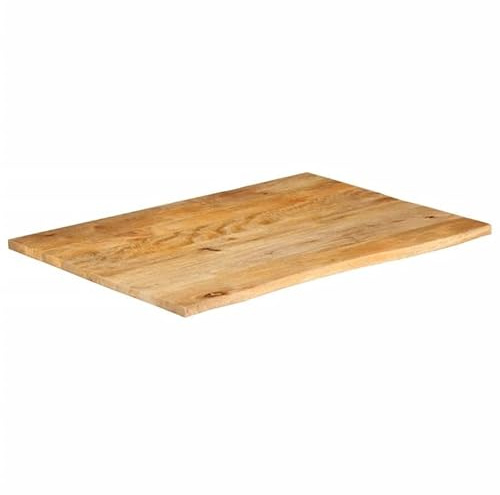Eleganz Mesa de madera de mango maciza con borde de árbol, 90 x 80 x 2,5 cm, acabado natural para cocina, salón u oficina, duradero y respetuoso con el medio ambiente