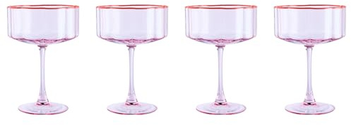 BUTLERS 4er-Set Champagnerschale 220ml aus Glas -FIORI- Elegante Sektschale mit gewelltem Design | Sektkelch für moderne Tischdekorationen