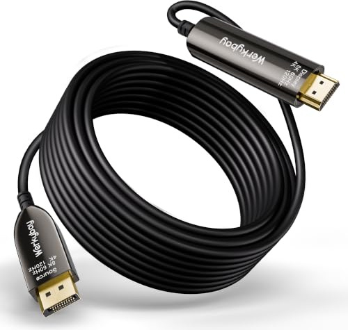 Werkybay 5m Cavo Ottico Attivo (AOC) da DP a HDMI 2.1, 8K@60Hz/4K@120Hz, Cavo Fibra Ottica da Displayport a HDMI compatibile con i-Phone 17/16,Thunderbolt 4/3,Mac Mini M4,MacBook Pro/Air, Galaxy S24