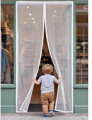 Zanzariera Magnetica 193 x 266 cm Installazione Senza Fori Facile da Installare Zanzariera per Porte Del Balcone Chiusura Automatica per Legno, Ferro, Porte in Alluminio, Bianco