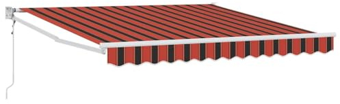 Kaorsrow Auvent rétractable orange et marron 300 x 250 cm - Auvent à bras articulé avec cadre en aluminium solide et télécommande - Distributeur d'ombre pour terrasse et jardin