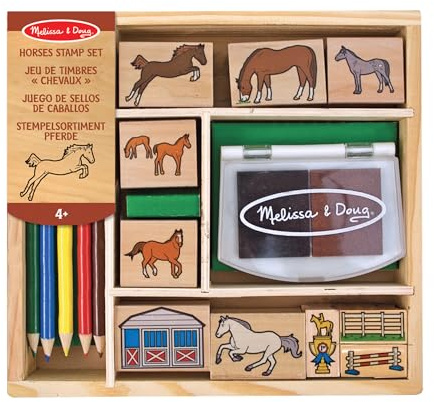Melissa & Doug 12410 Holzstempel Set Pferde (16 Teile)