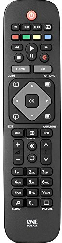One For All Philips TV Replacement remote – Works with ALL Philips televisions – Ideal TV replacement remote control,Black