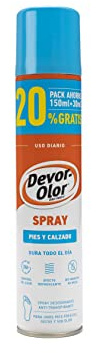 Devor-Olor | Spray pies y Calzado | Protección superior contra el olor y el sudor | Desodorante y antitranspirante para prevenir y eliminar instantáneamente el olor de los pies | +20% 180 ml