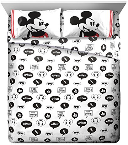 Disney Mickey Mouse Jersey Full Sheet Set - 4 Piece Set Super Soft Kidâ€™s Bedding Features Mickey - Fade Resistant Polyester Microfiber Sheets (Official Product)