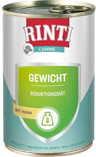 RINTI Canine Gewicht Huhn | Spezialkost für Hunde | 6x400g | Zur Verringerung von Übergewicht | wenig Fett | wenig Kalorien