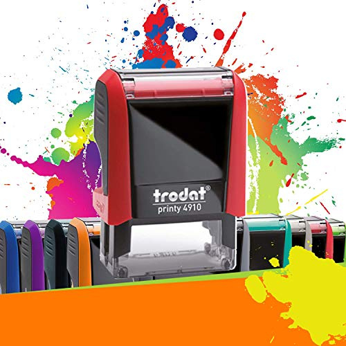 Trodat Printy 4910 - Tampon Encreur Professionnel Automatique 2 lignes À Personnaliser - Empreinte 26 x 9 mm Offerte (Rouge)