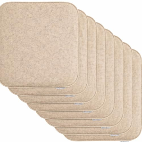 Brandsseller 8er Set Sitzkissen aus Filz 35x35x2 cm – Robuste Stuhlauflagen für innen und außen, eckiges Sitzpolster, strapazierfähiges Kissen für Stühle - Beige