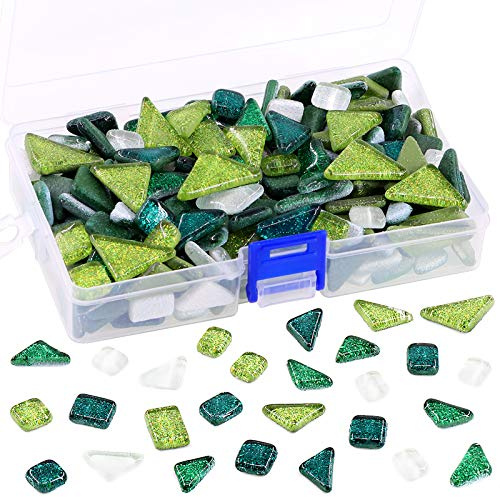 Swpeet Assortiment de carreaux de mosaïque Shine Crystal de couleurs mélangées, carrés et triangulaires, parfaits pour la décoration de la maison et les travaux manuels