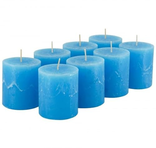 Klocke Kerzen Rustikale Stumpenkerzen – 8 Stück - Wachskerzen/Rustickerzen/Adventskerzen Weihnachten (Türkis, Klein: Höhe 8cm / Ø 7cm)