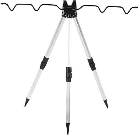Keenso Aluminium Alloy Fishing Rod Tripod Stand, 5 Rod Holder, Rail Mount, Multicolor