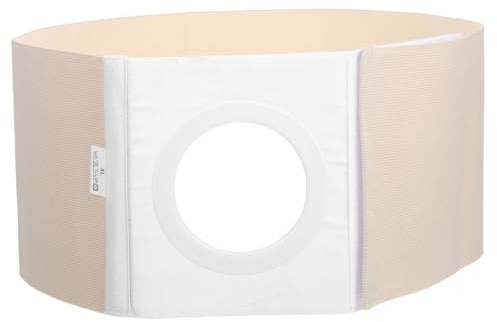 EXCEART Stomagürtel Herniengürtel Weiche Stomastützgürtel Stoma-Bandage atmungsaktiver Stomaverband Stoma Gürtel Gummiband für Damen Herren Lochdurchmesser 8cm (Beige S)