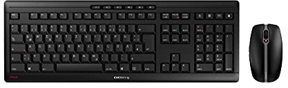 CHERRY STREAM DESKTOP, ensemble clavier et souris sans fil, layout français (AZERTY), technologie radio 2.4 GHz, pression des touches silencieuse, fonctionne sur batterie, noir