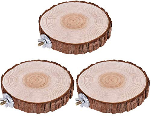 3 piezas Plataforma Juguetes de loro Pájaros Masticar Juguetes Redondo Bird Masticar Juguetes Natural Perch de Plataforma Pájaros Para aves como la cacatúa, borde del asiento de corcho Parrot