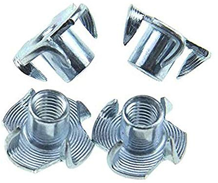 Bestgle 100 st M6 T-muttrar 4 delad zinkpläterade te-muttrar gängad insats för bordsben bergsklättring vägg träslöjd rymmer träskåp (M6 x 8 mm)