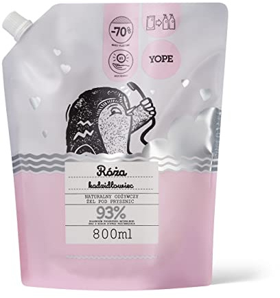 YOPE - Gel de Ducha Nutritivo e Hidratante con Rosa Francesa y Boswellia, Multiuso, 93% Ingredientes Naturales, pH Neutro, Aroma de Perfume Lujoso - 800 ml