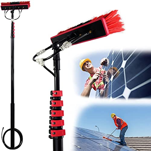 YEITH Spazzolone per Fotovoltaico, Spazzola Alimentata Ad Acqua, Attrezzatura per Spazzole Pulizia dei Vetri, Asta per La Pulizia delle Finestre, con Tubo Flessibile,9m/30FT