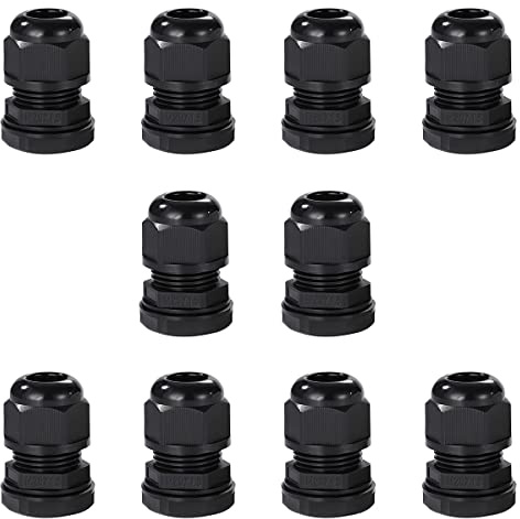 Meccion Prensaestopas M20 Impermeables, 10 Piezas IP68 Glándulas de Cable Nailon con Contratuerca y Arandela para 7mm - 12mm Cables