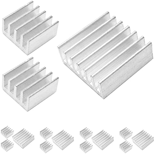 DAOKAI 15 Pcs Aluminium Heatsink Cooling Set Cooler Heatsink Protect The Motherboard, for Cooling Raspberry Pi with Thermal Conductive Adhesive Tape