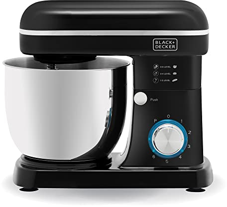 BLACK+DECKER BXMX12054GB Stand Mixer with 6 Speed Settings & Pulse Function, 1300W, 5L, Black