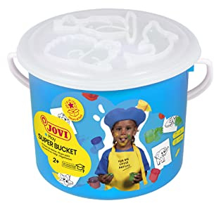 Pintura a dedos jovi bucket super kit 5 botes 35 ml + 20 plantillas
