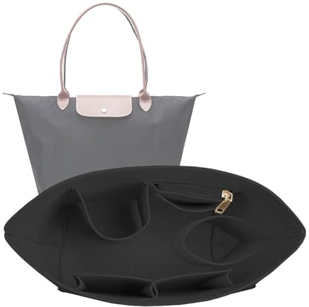 Lckaey Handtaschen-Organizer-Einsatz für Le Pliage Neo (groß) Handtaschen, hochwertiger Filz-Organizer, Schwarz, Large