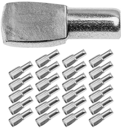 Regalboden Träger Stifte D5, 24 Stück, Bodenträger für Ø 5 mm Bohrlöcher, mit 11 x 8 mm Auflagefläche, aus massivem Stahl, Rost-frei, Einlegeboden Halter, Regalbodenträger Möbel, Regalstützen Schrank