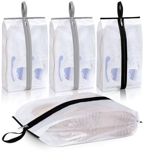 MISSLO Waterproof Shoe Bags for Travel 4 Pack XX-Large Shoe Storage Bag Clear Sneaker Pouch Portable Boots Organizer with Sturdy Zipper for Men & Women