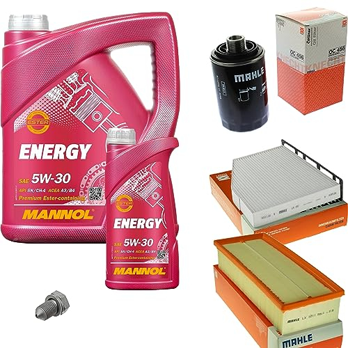 Inspektionspaket Wartungspaket Filterset mit 6 L Motoröl Energy 5W-30, Ölfilter, Luftfilter, Innenraumfilter, Verschlussschraube