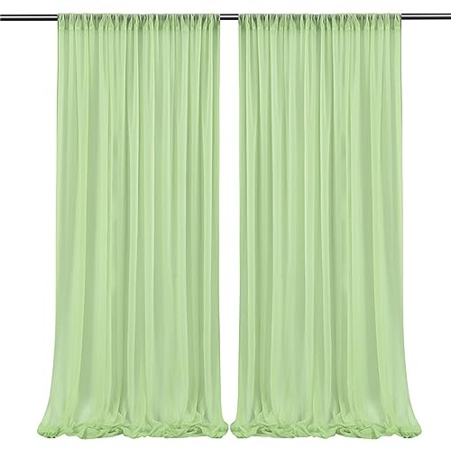 HUHJYUGE 2 Stück Hochzeit Vorhang Traubogen 150x250cm, Weich Tüll Foto Hintergrund Chiffon Stoff, Eleganter Halbtransparent Volant Gardine Querbehang, für Schlafzimmer Wohnzimmer Hochzeit