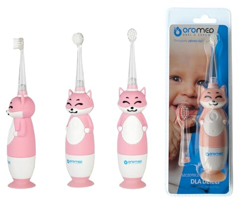 OROMED ORO-KIDS PINK Schallzahnbürste für Kinder 0–3 Jahre, mit weichen Borsten, 16.000 Bewegungen/Min., integriertem 2-Min.-Timer, rutschfestem Griff, IPX7 wasserdicht, Rosa