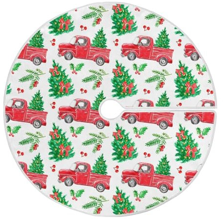 Weihnachtsbaumrock für Weihnachten, rot, Vintage-LKW und Tanne, 91,4 cm, Weihnachtsschmuck, exquisite Unterseite für festliche Hochzeit, Urlaub, drinnen und draußen