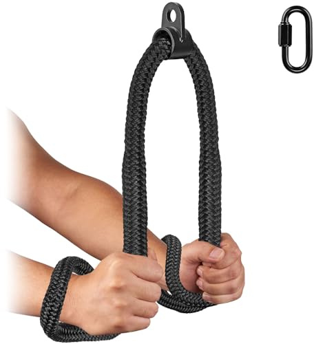 Kipika Trizeps Seil 101,6 cm–strapazierfähiges Nylon Gym Pull Down Seil für Kabelmaschine – Kabelmaschinenzubehör für Heim-Fitnessstudio – Kabelmaschinenbefestigungen Seilzugsystem, Schwarz