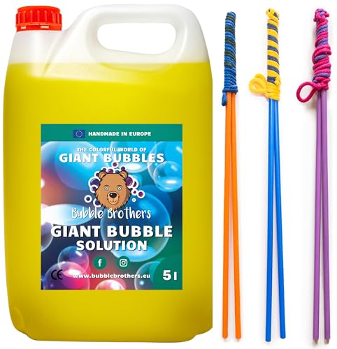Bubble Brothers Riesenseifenblasen Set – 3 Stäbe + Seifenblasenflüssigkeit für 5L – XXL Seifenblasen für Kinder & Erwachsene – Outdoor Spielzeug für Garten, Sommer & Partyspaß