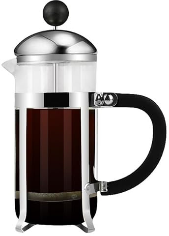 NobeOnbe 350ML caffè Stantuffo Tea Maker Percolatore Filtro Pressa Bollitore caffè Teiera in Vetro Teiera Alto Corpo in Vetro Borosilicato, Asta di Pressione in Acciaio Inox