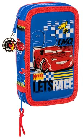CARS RACE READY - Trousse scolaire pour enfant, avec 28 outils inclus, pratique et polyvalente, qualité et résistance, 12,5 x 4 x 19,5 cm, bleu électrique, Bleu électrique, Estándar, Décontracté