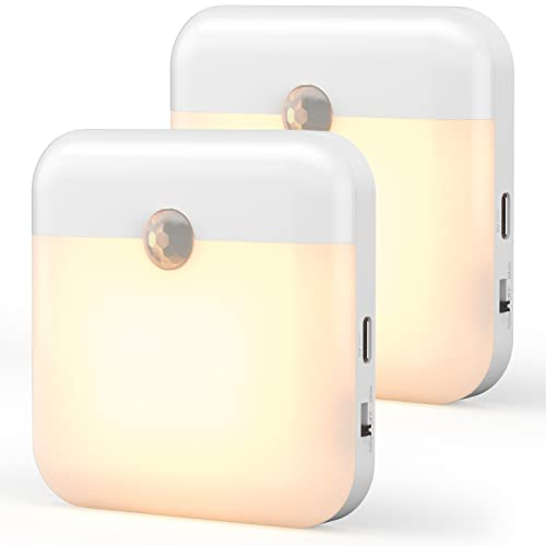 OUSFOT Luce Notturna LED, 2 PCS Sensore di Movimento per Interni, Luce Notturna Automatica con Attacco Magnetico, Luce Notturna per Bambini per Cameretta, Cucina, Corridoio, Scala, Soggiorno